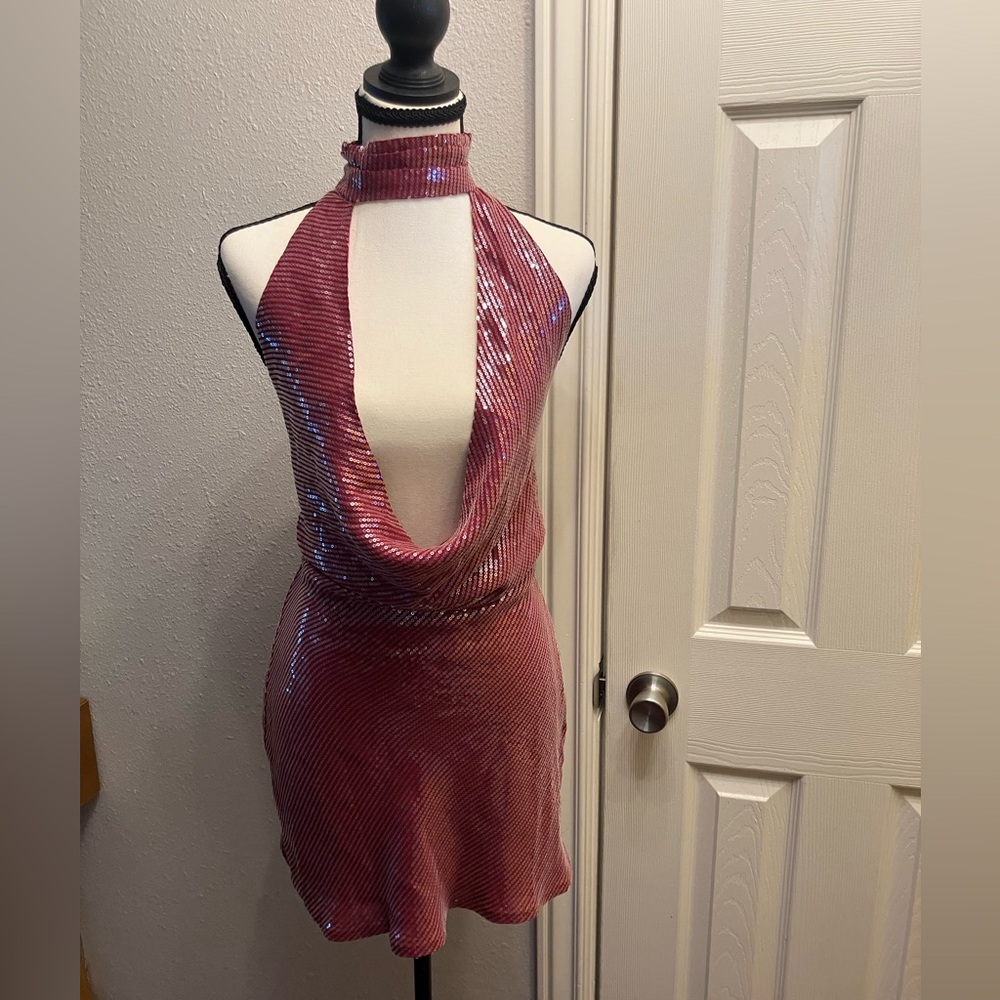 Pepper Mayo Nora Sequin Cowl Dress (missing button)